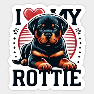 I Love My Rottie Rottweiler Puppy Cute Heart Design Sticker